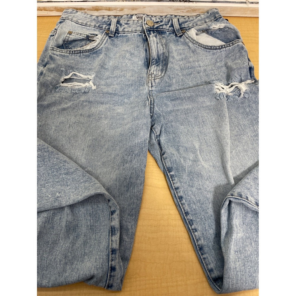Refuge Denim Wide High Rise Distressed Light Wash Jeans Size 9